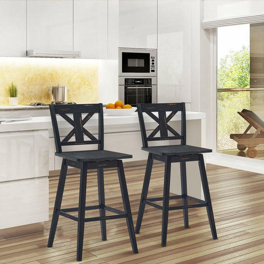 Set of 2 360-Degree Swivel Bar Stools for Home Restaurant - Tampa Home & Garden Store