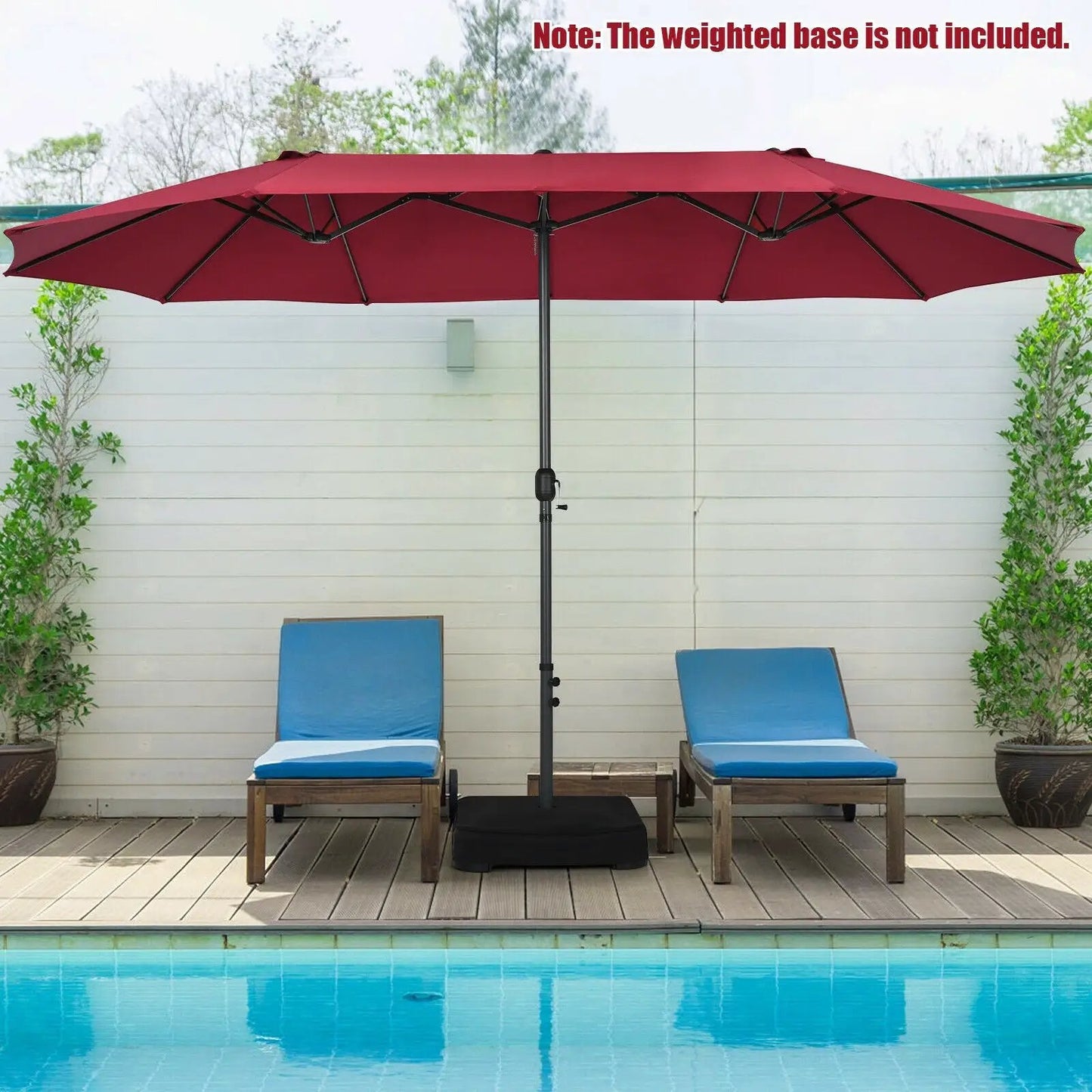Double Sided Patio Umbrella Adjustable Tilt Crank