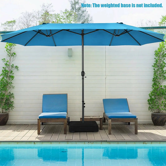 15 Feet Patio Double-Sided Umbrella with Hand-Crank System-Blue - Tampa Home & Garden Store