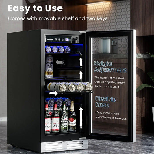 15 Inch DirectDeals 100-Can Beverage Cooler with temperature control, black finish on Tampa Home & Garden Store