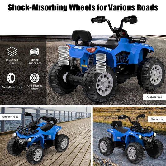 12V Kids Ride-On ATV 4-Wheeler blue DirectDeals MP3 headlights and spring suspension on Tampa Home & Garden Store