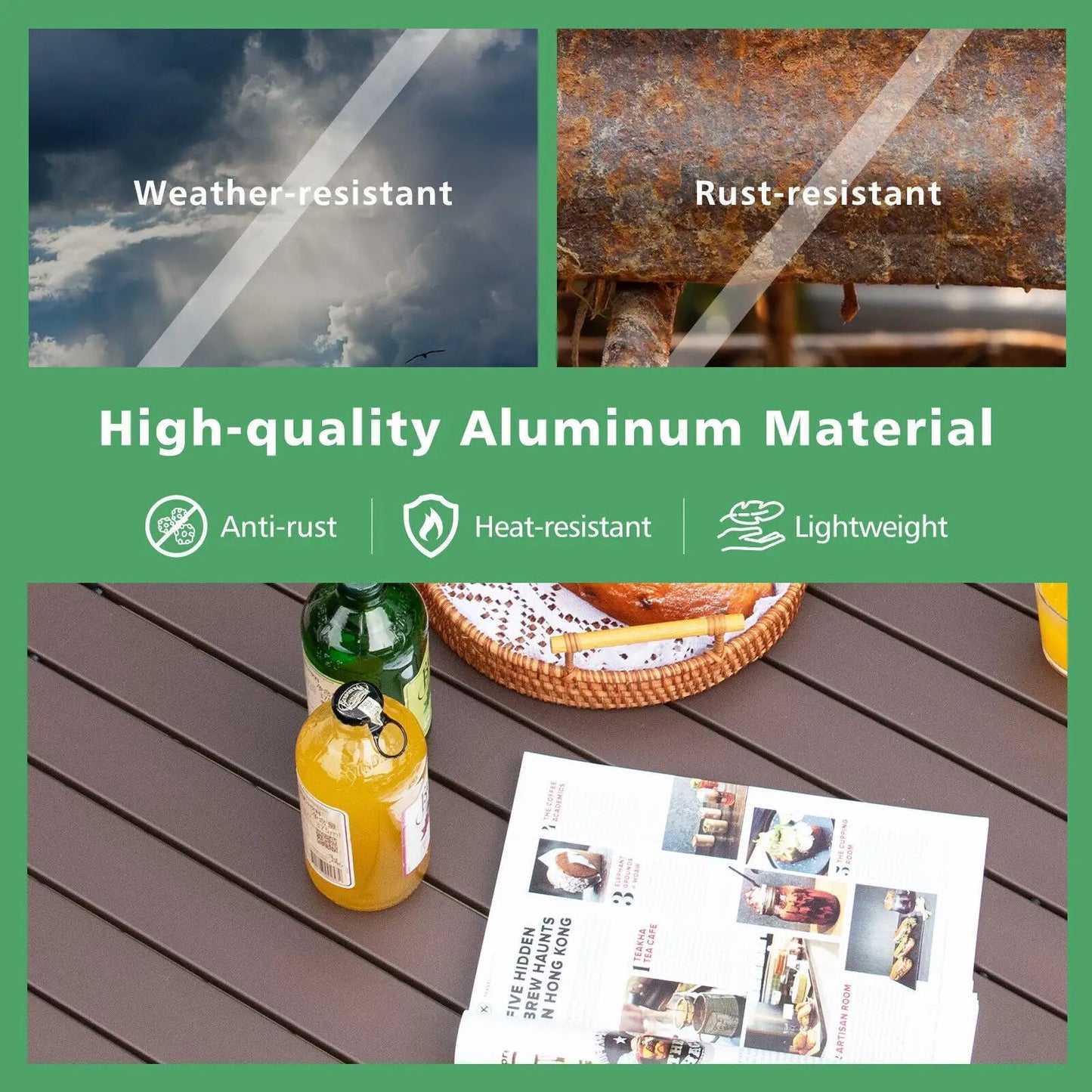 Portable aluminum camping table with weather- and rust-resistant design by DirectDeals on Tampa Home & Garden Store