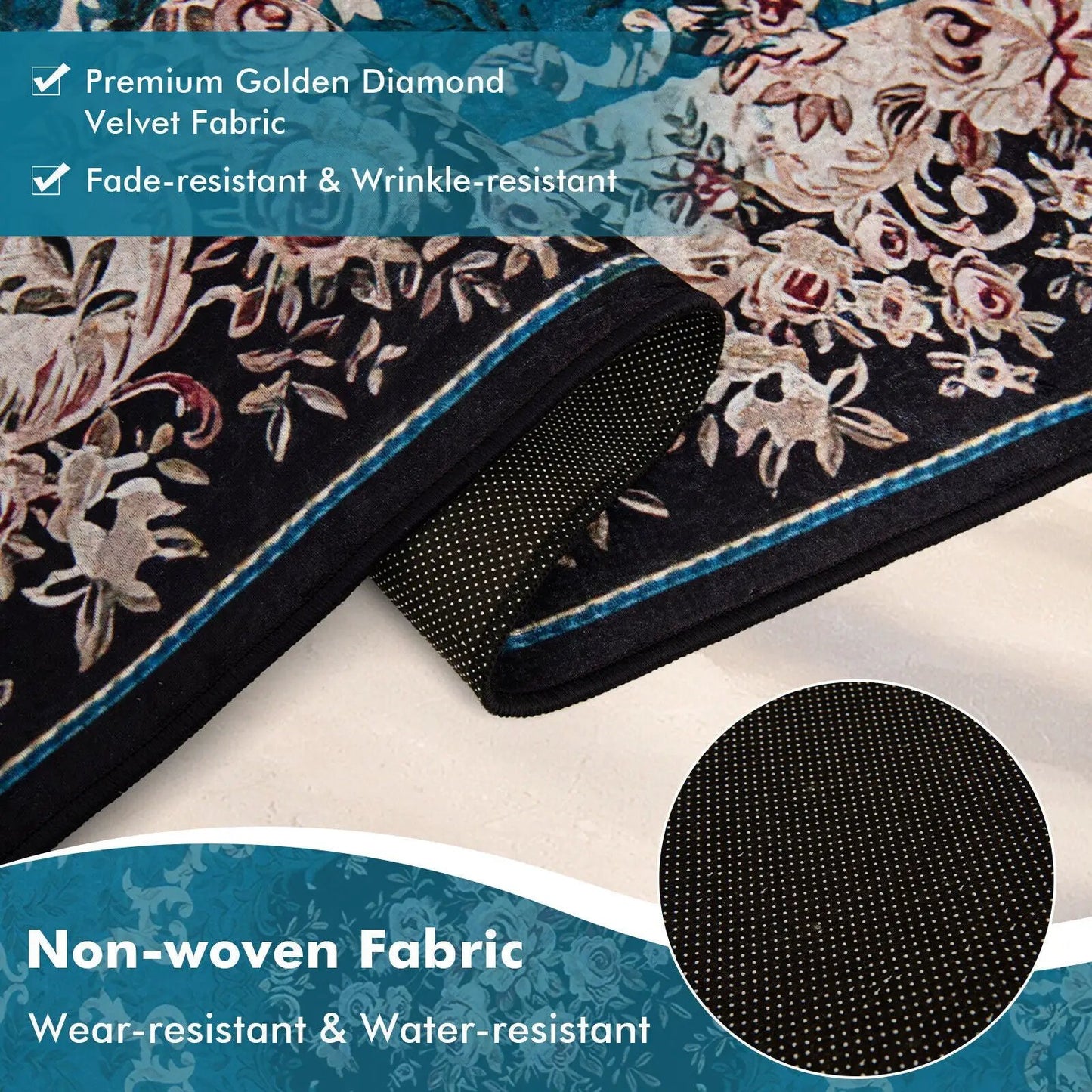 Area Rug with Non Shedding Surface and Anti Slip in floral design on Tampa Home & Garden Store