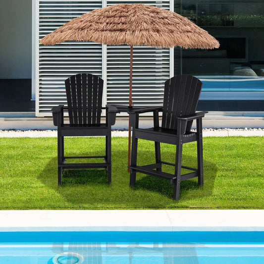 HDPE tall Adirondack chairs with middle tray, black 2-piece outdoor furniture set on Tampa Home & Garden Store