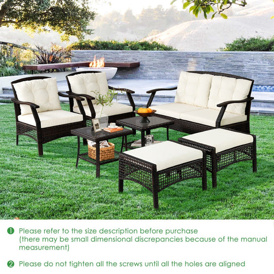 7 Pieces Outdoor Patio Furniture Set with Waterproof Cover - Tampa Home & Garden Store
