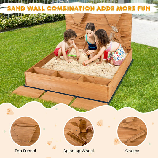 Kids Wooden Square Sandbox with Cover - Tampa Home & Garden Store