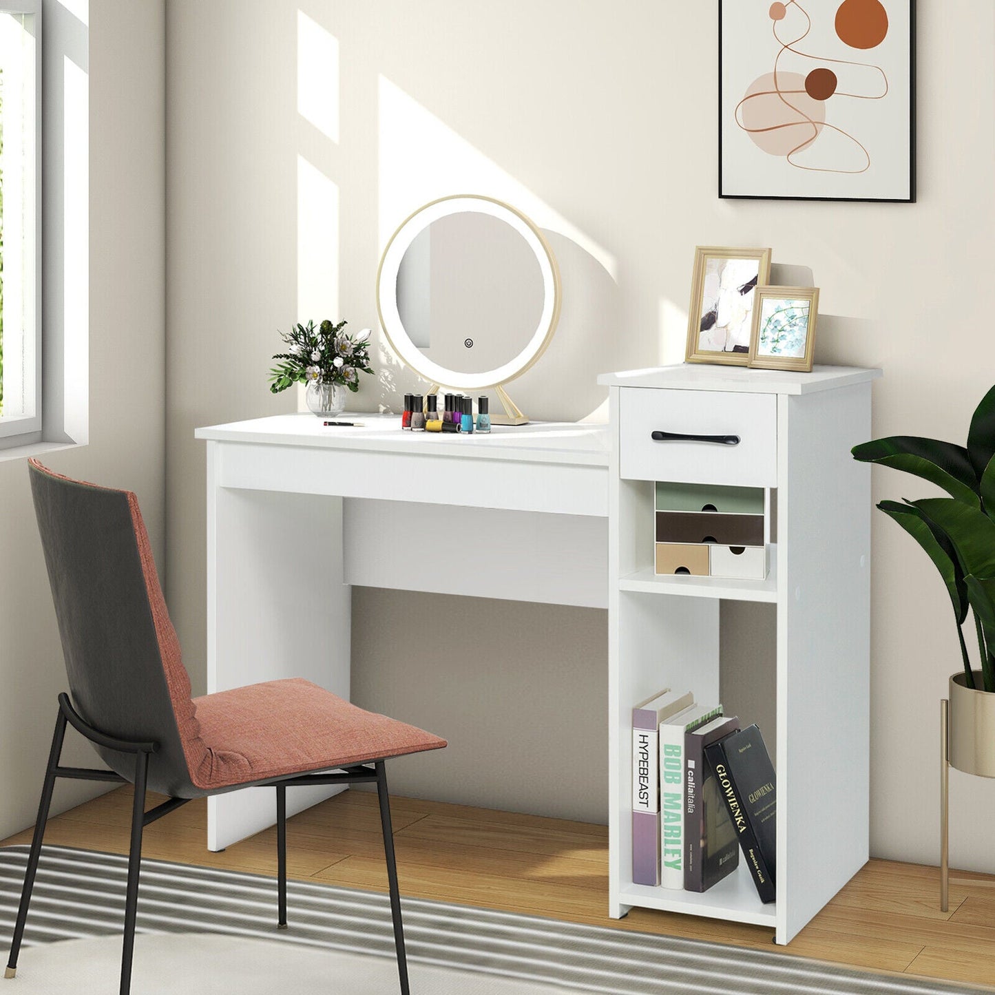 Escritorio para computadora portátil con cajón y estante - Blanco