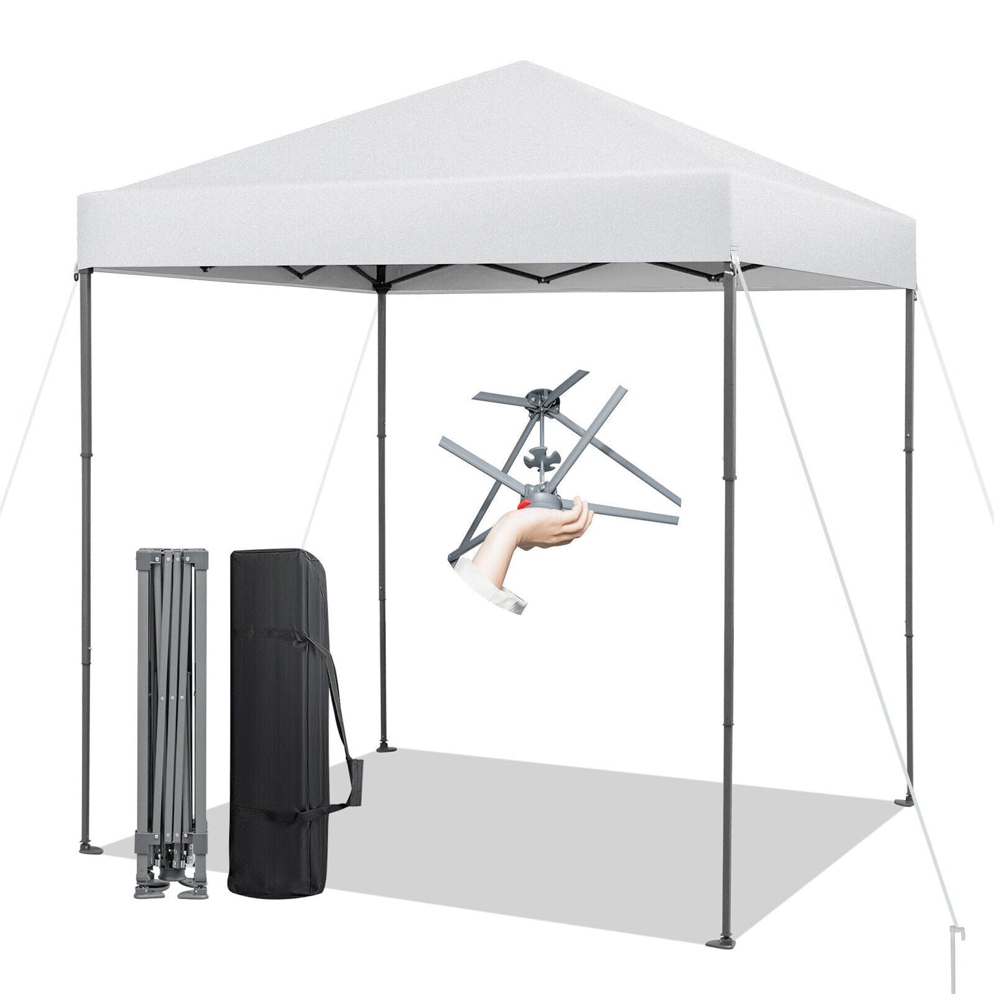 GemGear 6.6x6.6 ft white canopy pop-up tent with UPF 50+ sun protection carry bag on Tampa Home & Garden Store