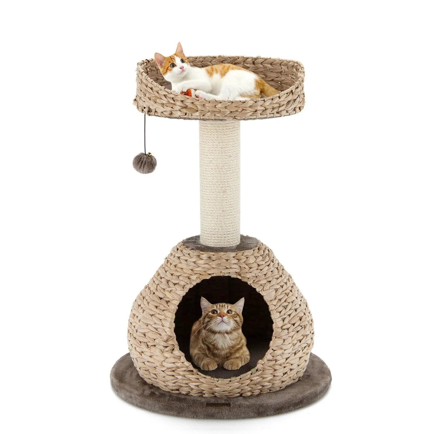 DirectDeals 28-Inch Cat Tree Tower with Jump Platform, woven basket top, cat cave on Tampa Home & Garden Store