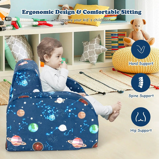 Convertible Kid Sofa Bed Lounger DirectDeals in space-planet blue for toddlers on Tampa Home & Garden Store