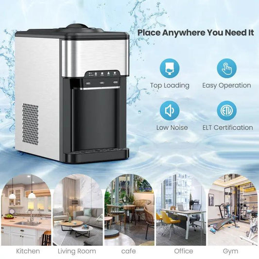DirectDeals 3-in-1 Water Cooler Dispenser with Ice Maker, stainless steel body, black controls on Tampa Home & Garden Store