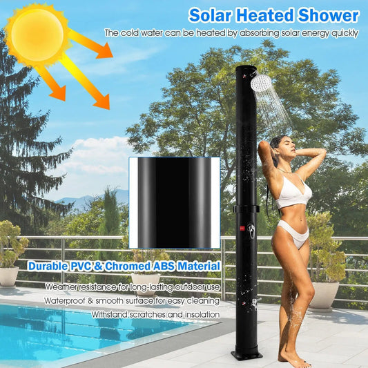 7.2 ft solar heated outdoor shower DirectDeals black PVC/ABS unit with adjustable head by pool on Tampa Home & Garden Store
