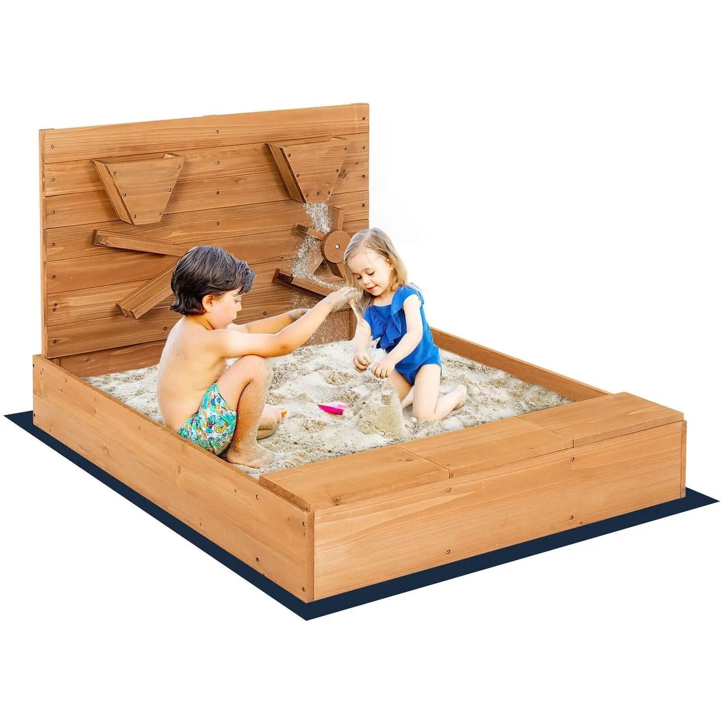 Kids Wooden Square Sandbox with Cover - Tampa Home & Garden Store