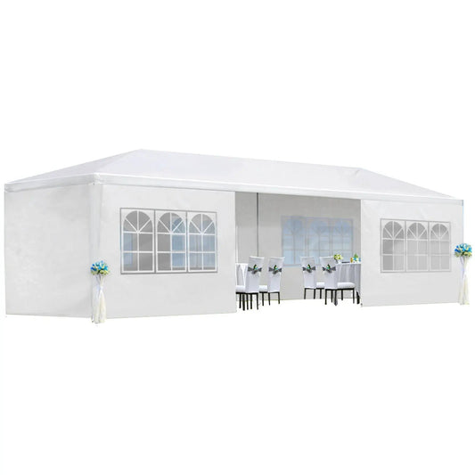 10x30 ft white wedding canopy tent with removable sidewalls and arched-window panels on Tampa Home & Garden Store