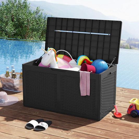100 Gallon Resin Deck Box Outdoor Waterproof Storage Bench - Tampa Home & Garden Store