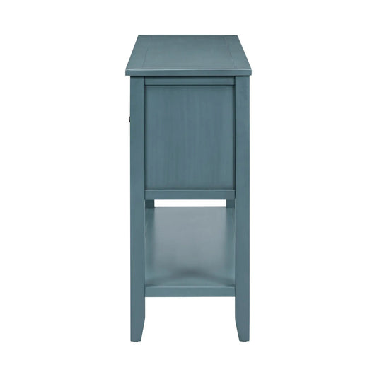 Cambridge Series console table with four drawers in teal blue wood finish on Tampa Home & Garden Store