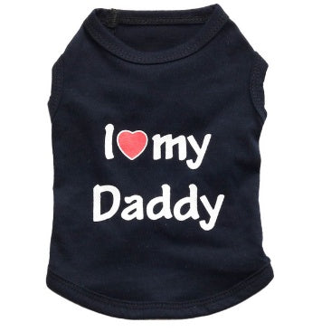 Dog vest tank top navy with I heart my Daddy print Pet Zen on Tampa Home & Garden Store