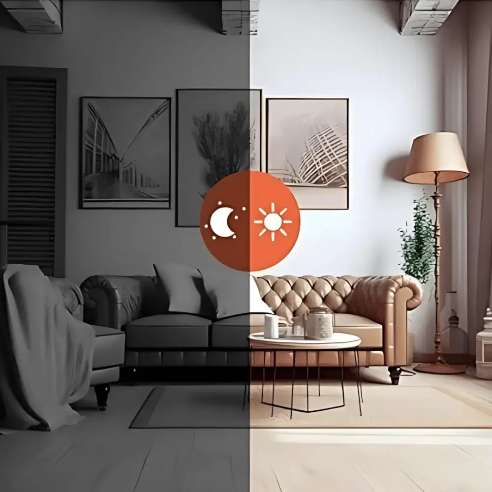 Compact Wireless Security Camera 1080P with day/night indicator in a split-tone living room on Tampa Home & Garden Store