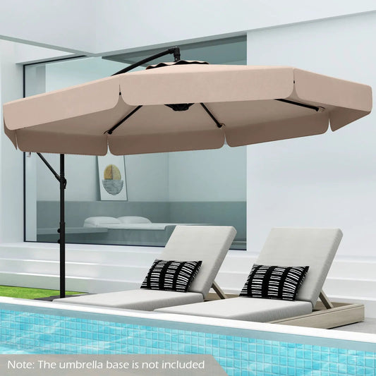 Parasol déporté de 3 m pour terrasse avec housse, inclinaison réglable et bord à volants