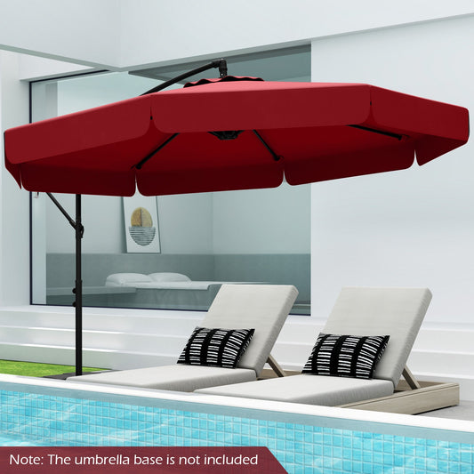 10 Feet Patio Cantilever Umbrella with Cover Tilt Adjustment and Ruffled Edge-Wine