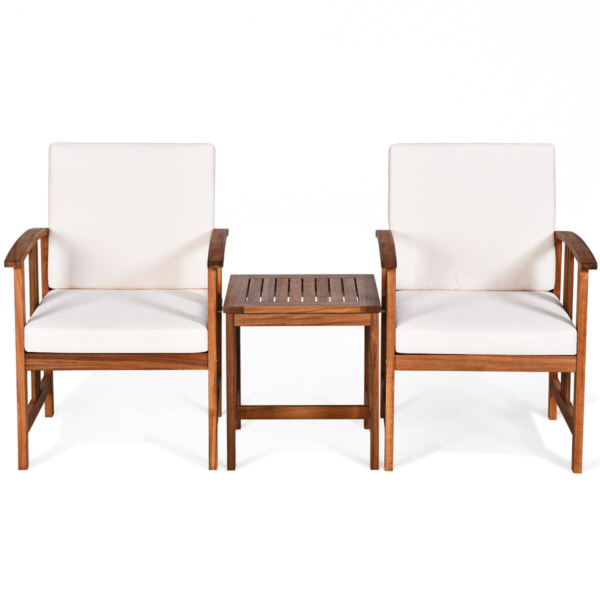 Juego de muebles de sofá para patio exterior de madera maciza de 3 piezas - Gris