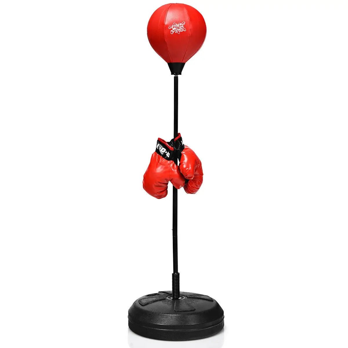 Adjustable punching bag with stand and red boxing gloves, DirectDeals pedestal bag set on Tampa Home & Garden Store