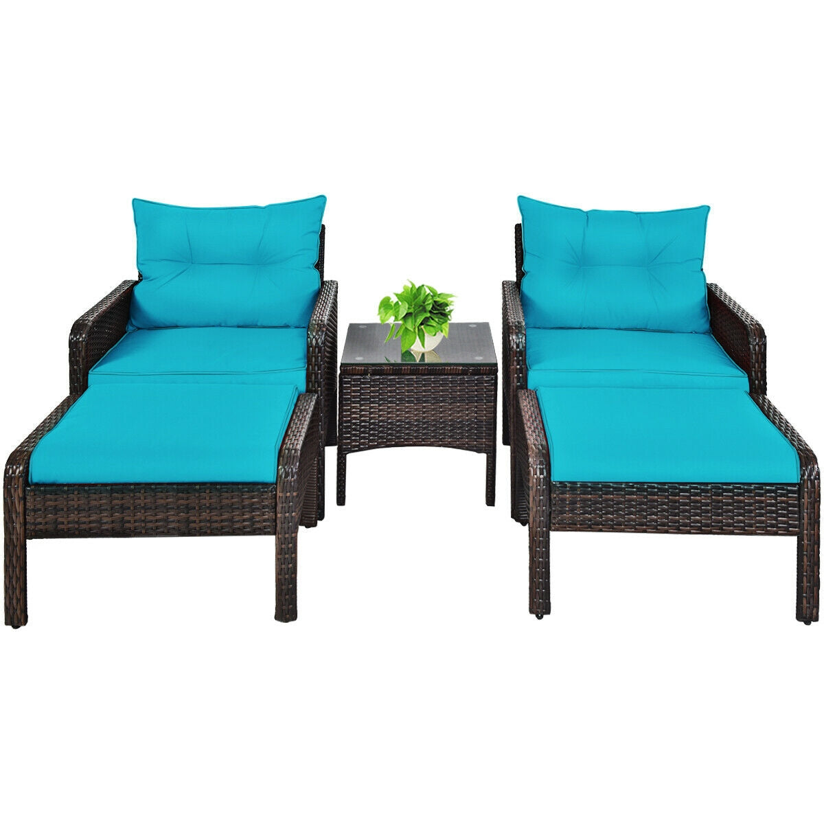 Juego de muebles de sofá de ratán para patio de 5 piezas