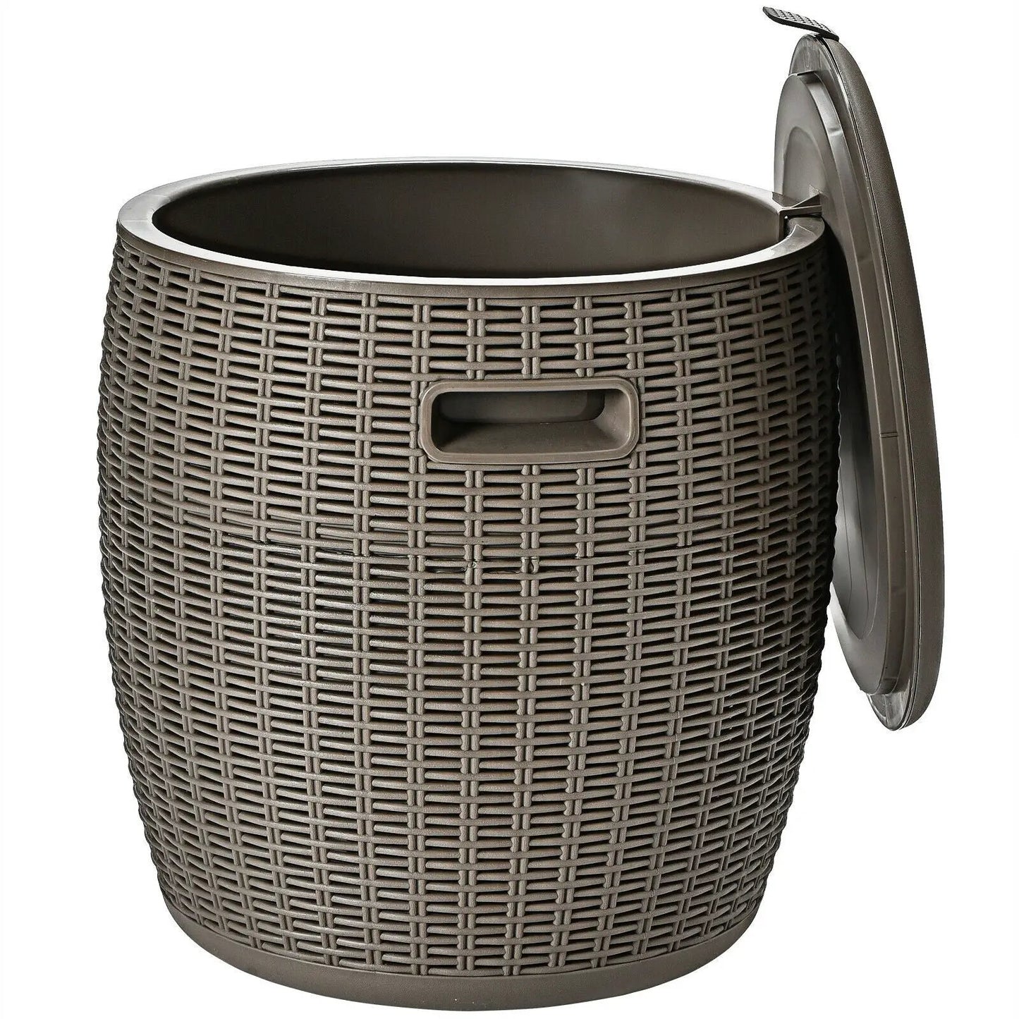 9.5-Gallon 4-In-1 Patio Rattan Cooler Bar Table brown wicker with lift-top lid on Tampa Home & Garden Store