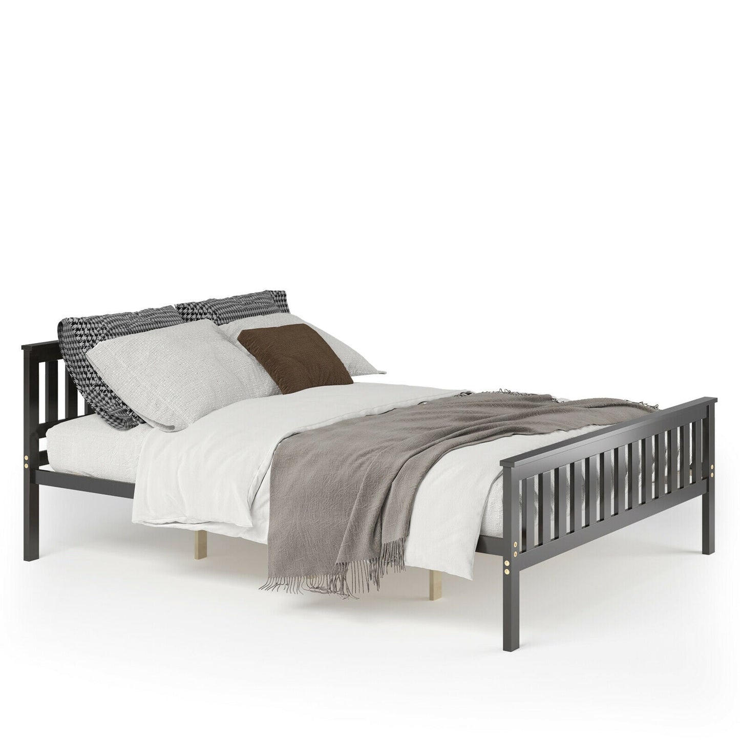 Cama Queen de Plataforma de Madera con Cabecero