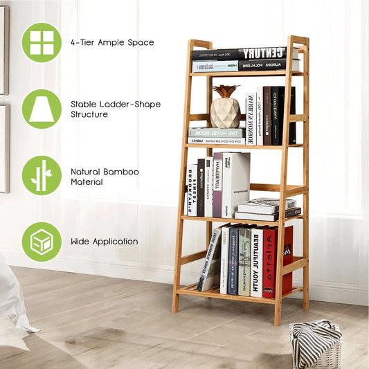 4-Tier Bamboo Plant Rack with Guardrails ladder plant stand natural bamboo DirectDeals on Tampa Home & Garden Store
