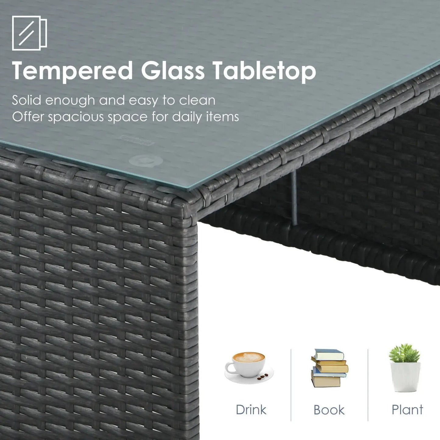 Six-piece gray patio rattan set with glass-top table DirectDeals outdoor furniture on Tampa Home & Garden Store