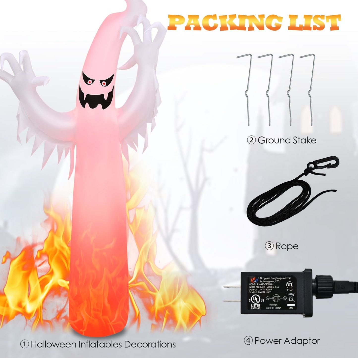 12 Ft Halloween Inflatable with LED Lights pink monster includes 2 ground stakes and 3 ropes on Tampa Home & Garden Store