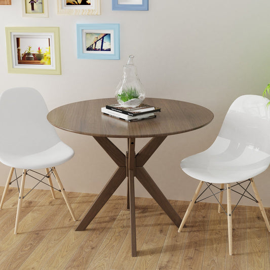36 Inch Round Wood Dining Table with Intersecting Pedestal Base - Tampa Home & Garden Store