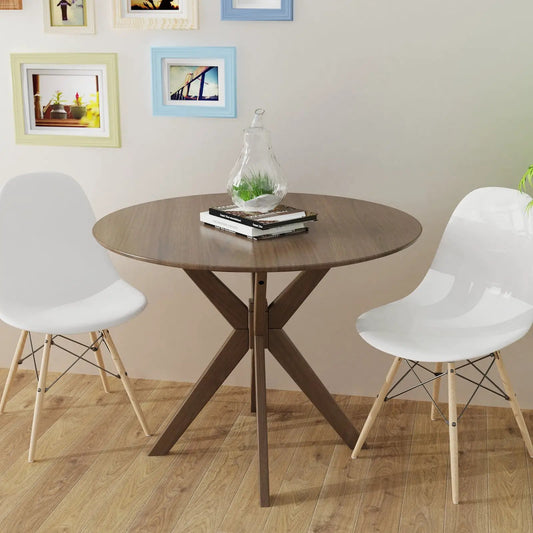 36 Inch Round Wood Dining Table with an X pedestal base in natural finish DirectDeals on Tampa Home & Garden Store