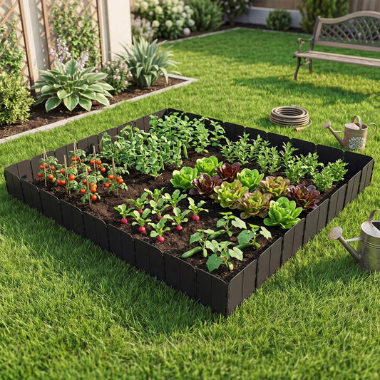 Garden Edging Borders 70-Piece Interlocking Set by DirectDeals, black edging for raised bed on Tampa Home & Garden Store