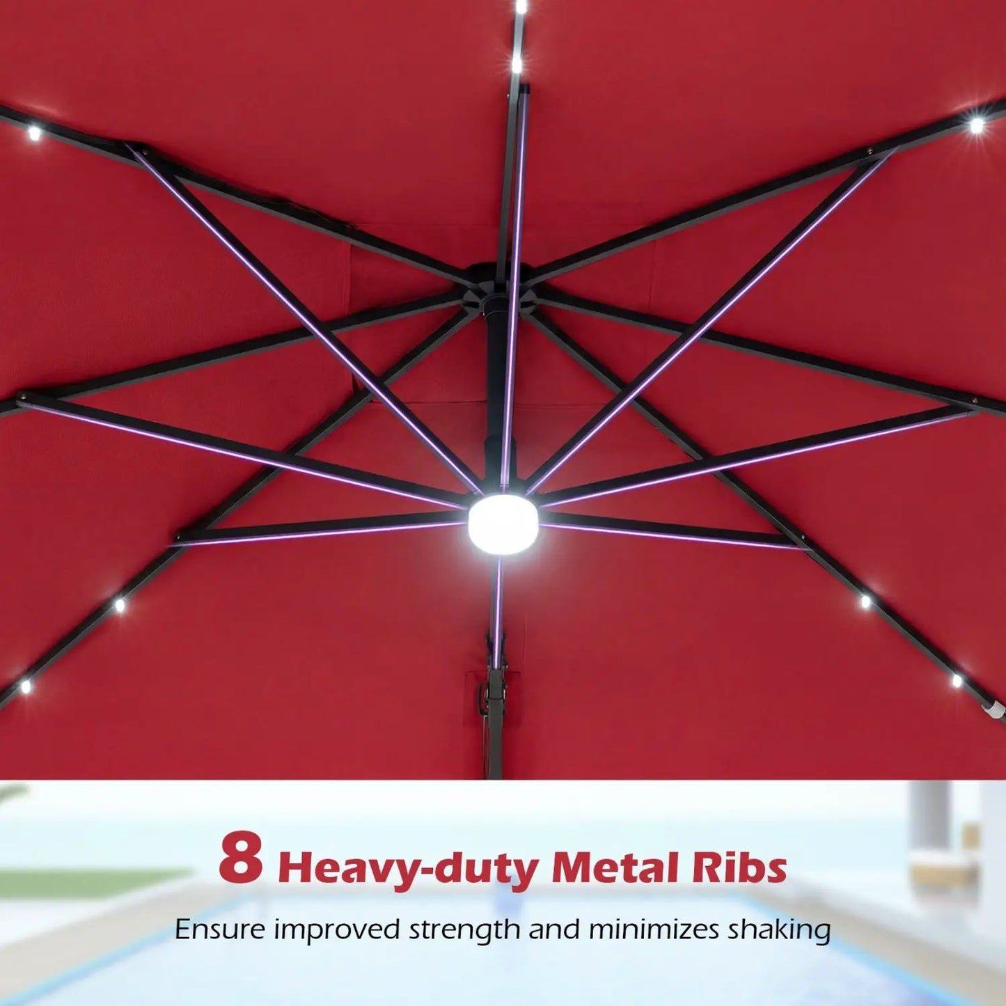 Cantilever Patio Umbrella Solar LED Lights Base