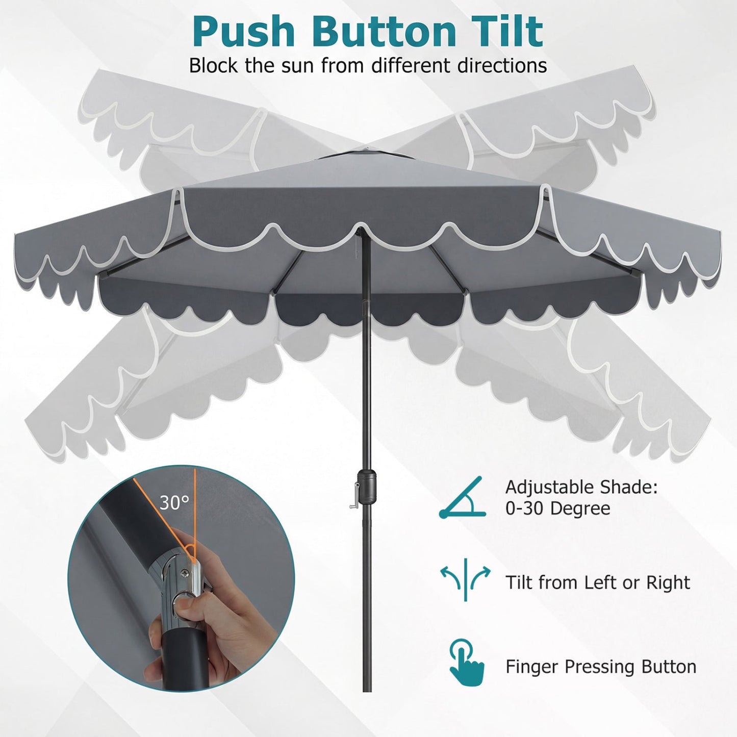 DirectDeals 10 ft patio umbrella with push-button tilt and crank, grey canopy on Tampa Home & Garden Store
