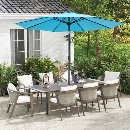 10 Feet Outdoor Patio Umbrella with Tilt Adjustment and Crank-Blue - Tampa Home & Garden Store