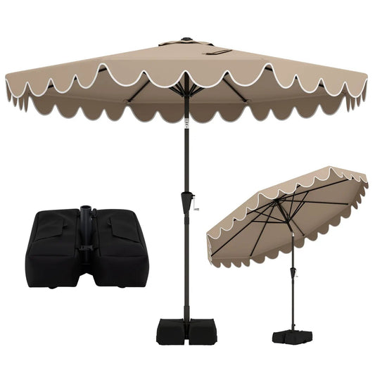 10 Feet Patio Umbrella with Weighted Base and Sandbags - Tampa Home & Garden Store