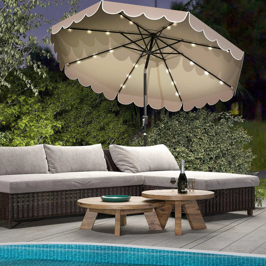 10 Feet Solar Patio Umbrella with 24 LED Lights-Coffee - Tampa Home & Garden Store