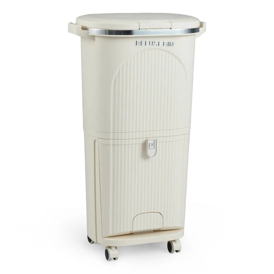 10 Gallon Kitchen Trash Can Double-Layer with Lid and 2 Removable Buckets-Beige - Tampa Home & Garden Store