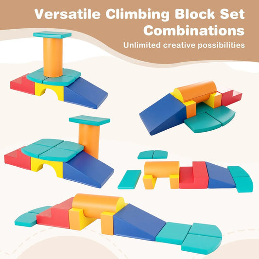 10-Piece soft foam climbing blocks set for toddlers in bright colors on Tampa Home & Garden Store