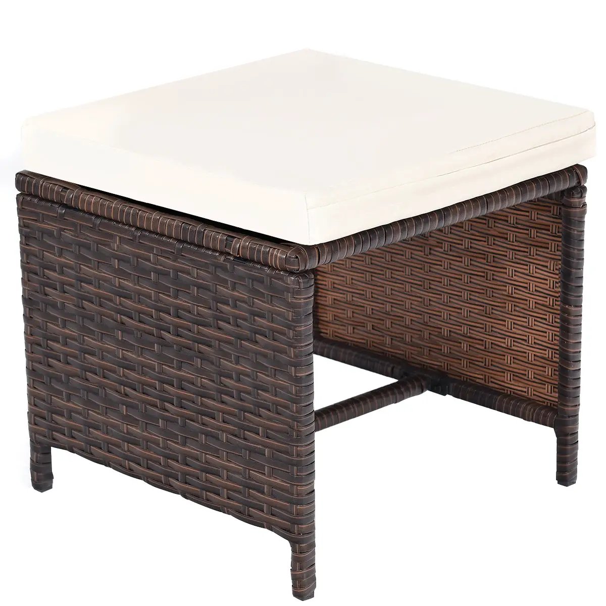 10 Pieces Outdoor Patio Dining Set All Weather brown wicker frame with cream cushion top on Tampa Home & Garden Store