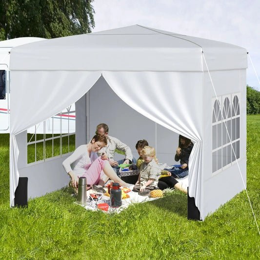 Pop Up Canopy Tent with 4 Sidewalls DirectDeals white 10x10 ft outdoor shelter on Tampa Home & Garden Store
