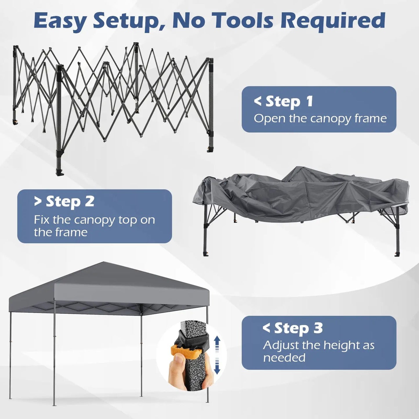 DirectDeals 10x10 ft pop up canopy frame with stakes, black metal accordion legs on Tampa Home & Garden Store