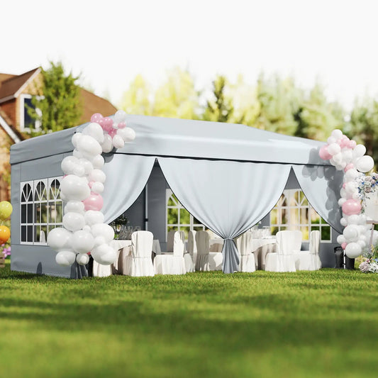 DirectDeals 10x20 ft popup canopy tent with 6 sidewalls gray canopy one-hand center lock system on Tampa Home & Garden Store