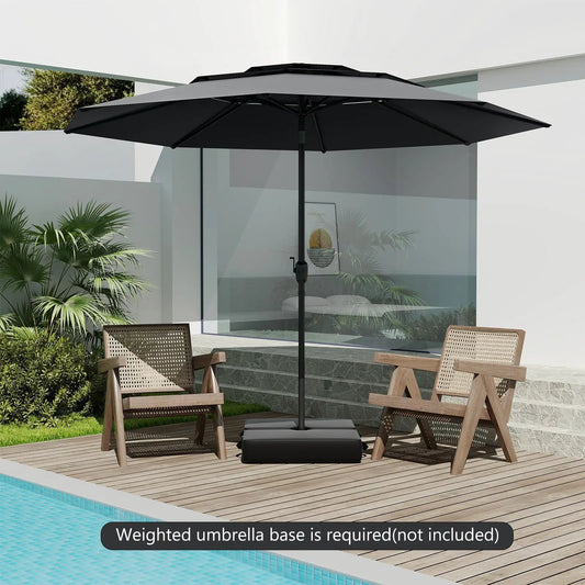 Parasol de terrasse ventilé à 3 niveaux de 3,05 m avec bouton d'inclinaison