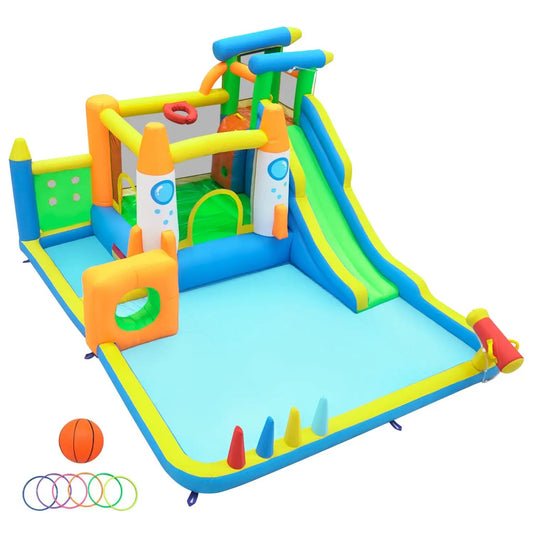 Inflatable Bounce House with Water Slide and Ball Pit by DirectDeals, bright colors on Tampa Home & Garden Store
