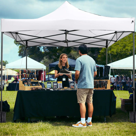 10 x 10 FT Outdoor Pop up Canopy Tent Easy Setup Gazebo Shelter with Wheeled Bag - Tampa Home & Garden Store