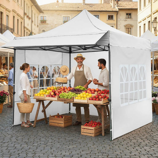 10 x 10 FT Pop up Canopy Tent with Sidewalls and Awning for Party Picnic Event - Tampa Home & Garden Store